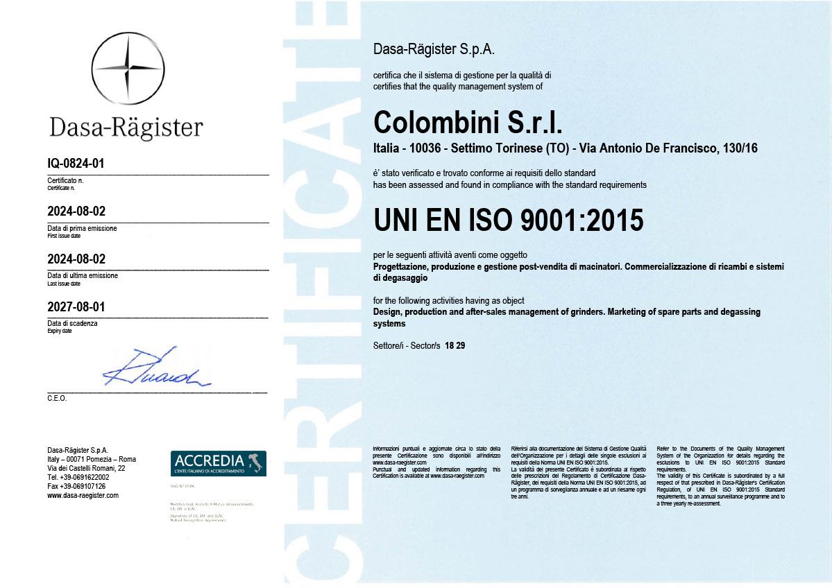 certificato iso 9001